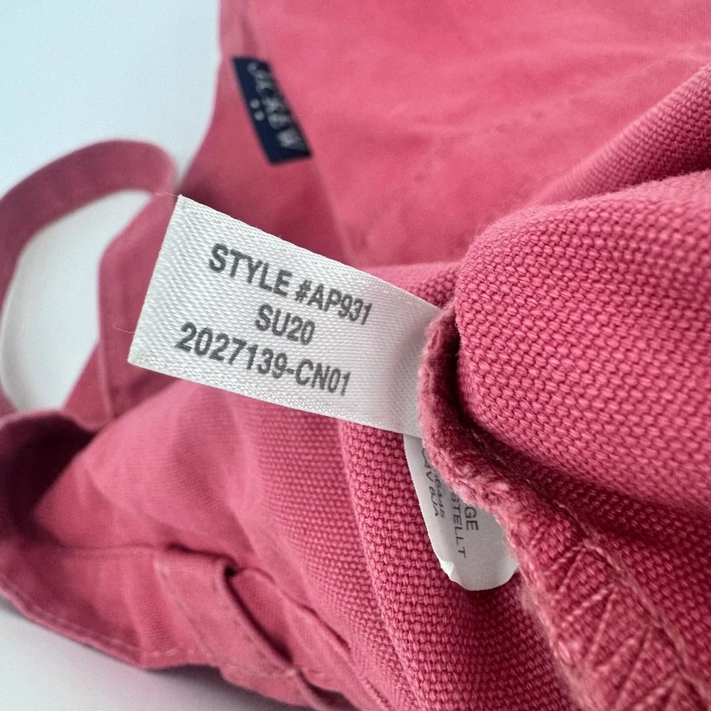 J. Crew Pink Canvas Tote Bag Beach Travel Everyday Casual‎ Nautical Logo